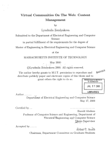 Content Virtual  Communities  On  The  Web: Management