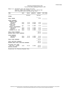 B-1241 (C1&amp;2)  Table 11.A  Estimated costs and returns per Acre