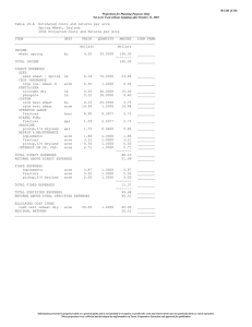 Table 18.A  Estimated costs and returns per acre