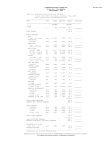 Projections for Planning Purposes Only B-1241 (C1&amp;2) after November 1, 2006