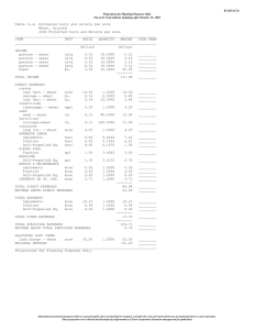 Table 11.A  Estimated costs and returns per Acre Wheat, Dryland