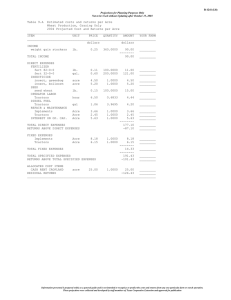 Table 9.A  Estimated costs and returns per Acre