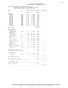 Table 5.A  Estimated costs and returns per Acre