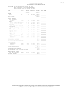 Table 2.A  Estimated costs and returns per Acre