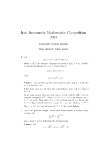 Irish Intervarsity Mathematics Competition 2003 University College Dublin Time allowed: Three hours