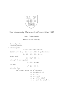 Irish Intervarsity Mathematics Competition 1992 Trinity College Dublin 9.30–12.30 15 February