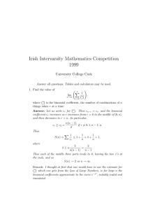 Irish Intervarsity Mathematics Competition 1999 University College Cork