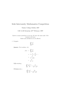 Irish Intervarsity Mathematics Competition Trinity College Dublin 1997 9.30–12.30 Saturday 22 February 1997