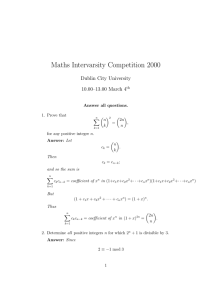 Maths Intervarsity Competition 2000 Dublin City University 10.00–13.00 March 4