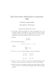 Irish Intervarsity Mathematics Competition 2002 University College Dublin Time allowed: Three hours