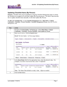 Updating Checklist Items (By Person)