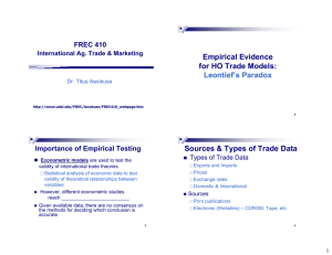 Empirical Evidence for HO Trade Models: Sources &amp; Types of Trade Data