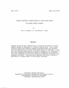 April  1978 Report ESL-R-814 FOR LINEAR DYNAMIC SYSTEMS