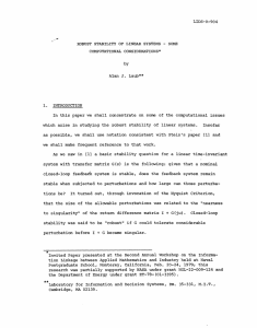 LIDS-R-904 ROBUST STABILITY OF LINEAR SYSTEMS SOME COMPUTATIONAL CONSIDERATIONS*