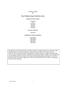 Dwarf Mistletoe Impact Model Keywords: Reference Guide for