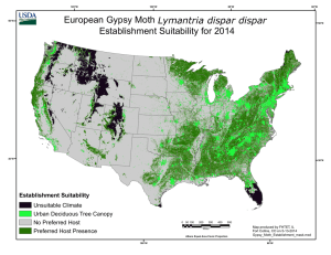 Lymantria dispar dispar Establishment Suitability for 2014 Establishment Suitability Unsuitable Climate