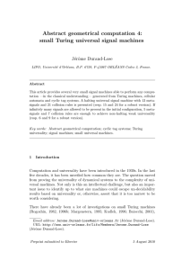 Abstract geometrical computation 4: small Turing universal signal machines J´ erˆ