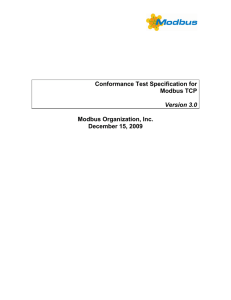 Conformance Test Specification for Modbus TCP Modbus Organization, Inc.