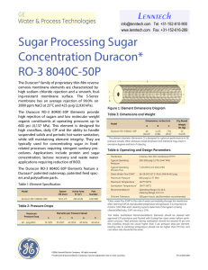 Sugar Processing Sugar Concentration Duracon* RO-3 8040C-50P Fact Sheet
