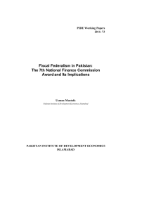 Fiscal Federalism in Pakistan: The 7th National Finance Commission