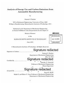 Analysis  of Energy  Use  and Carbon Emissions ... Automobile  Manufacturing