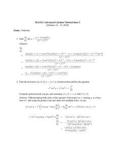 MA1311 (Advanced Calculus) Tutorial sheet 3 [October 14 – 15, 2010] dy