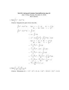 MA1311 (Advanced Calculus) Tutorial/Exercise sheet 10 Brief solutions