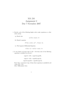 MA 216 Assignment 2 Due 7 November 2007
