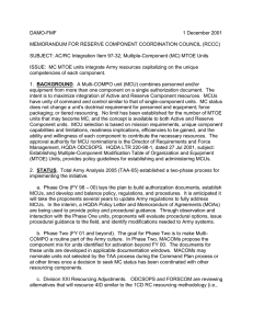 DAMO-FMF  1 December 2001 MEMORANDUM FOR RESERVE COMPONENT COORDINATION COUNCIL (RCCC)