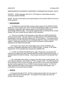 DAAR-OPC 9 October 2001  MEMORANDUM FOR RESERVE COMPONENT COORDINATION COUNCIL (RCCC)