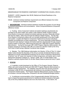 DASG-RA 1 October 2001  MEMORANDUM FOR RESERVE COMPONENT COORDINATION COUNCIL (RCCC)