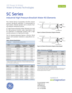 SC Series Industrial High Pressure Brackish Water RO Elements Fact Sheet