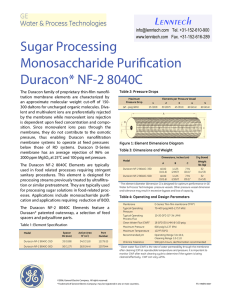 Sugar Processing Monosaccharide Purification Duracon* NF-2 8040C