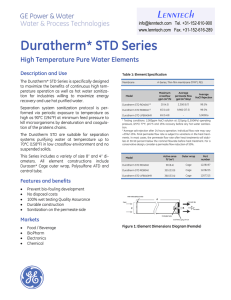 Duratherm* STD Series High Temperature Pure Water Elements Description and Use
