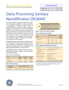 Dairy Processing Sanitary Nanofiltration DK3840C Fact Sheet