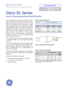 Dairy DL Series Dairy Processing Sanitary Nanofiltration