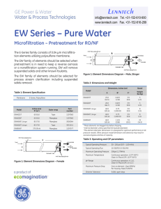 EW Series – Pure Water Microfiltration – Pretreatment for RO/NF Fact Sheet µ