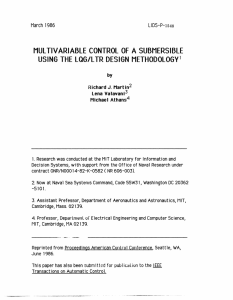 MULTIVARIABLE  CONTROL  OF  A SUBMERSIBLE