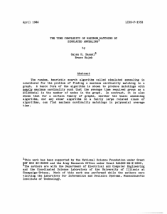 April 1986 LIDS-P-1552 THE TIME COMPLEXITY OF  MAXIMUM MATCHING BY