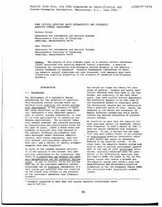 Reprint  from Proc.  6th  IFAC Symposium on ... LIDS-P-1216 System Parameter Estimation,  Washington,  D.C.,  June 1982.