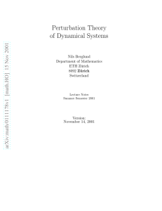 Perturbation Theory of Dynamical Systems arXiv:math/0111178v1  [math.HO]  15 Nov 2001