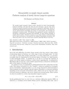 Metastability in simple climate models: Nils Berglund and Barbara Gentz