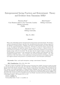 Entrepreneurial Saving Practices and Reinvestment: Theory and Evidence from Tanzanian MSEs