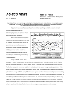 AG-ECO NEWS Jose G. Peña Professor &amp; Ext. Economist-Management Vol. 23, Issue 25