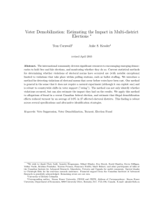 Voter Demobilization: Estimating the Impact in Multi-district Elections ⇤ l