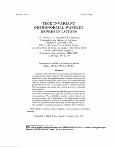 TIME  INVARIANT ORTHONORMAL  WAVELET REPRESENTATIONS