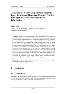 Analysing the Relationship between Students' Paper Results and Flash-based Logical Problem