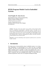 RTOS Program Models Used in Embedded Systems József Kopják, Dr. János Kovács