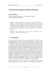 Analytical Description of Pseudo-Plasticity Andrew Rusinko -obuda.hu