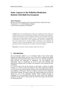 Some Aspects to the Pollution Reduction Related with Built Environment Ákos Nemcsics